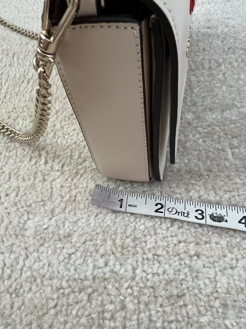 Kate Spade Petal Flap Chain Wallet Crossbody Bag Floral Applique Beige Cream - Picture 12 of 13